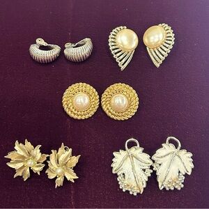 5 Pieces Of Vintage Earrings, All Signed